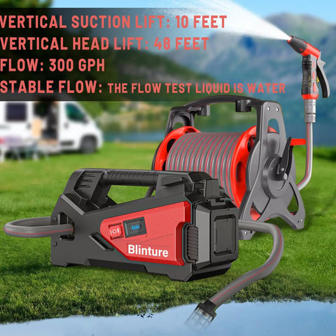 Battery Operated Transfer Pump 300GPH Cordless Water Pump For RV And Boat Bilge Self Priming Diaphragm Pump on grass