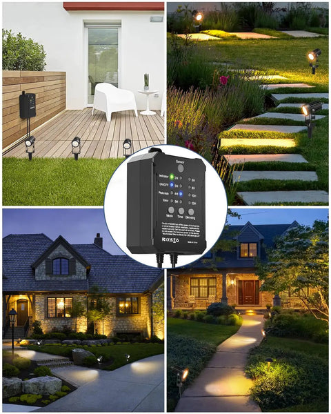 Low Voltage Landscape Lighting Kit With Transformer Photocell Sensor And Timer 8 Pack 3W Spotlights 68Ft Wire outdoor setup