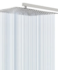 High Pressure Square Rain Shower Head With 16 Inch Chrome Head And 20 Inch Stainless Steel Extension Arm in use with water flow