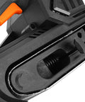 Cordless Belt Sander With Variable Speed For Precise Finishing, Handheld And Portable, 3 By 18 Inch Belt, lock-on trigger detail