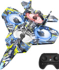 Kid Friendly RC Plane With LED Lights And EPP Foam Body Easy To Fly Remote Control Airplane 360 Degree Flip Stunts Altitude Hold Safe Prop Guards Beginner Friendly Toy Jet For Boys And Girls, showing colorful design with controller.