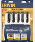 Bolt Extractor Set For Deep Well Bolts, 5-Piece, Get Stuck Bolts Free From Rounded-Off And Rusted Heads, High-Carbon Steel Build