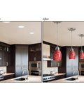 Before and after kitchen view with Recessed Light Converter Kit For 4 To 6 Inch Cans Adjustable Fit With Medium Base Adapter