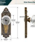 Crystal Door Knob Set With Privacy Lock In Antique Brass Base Glass Door Handle With Vintage Vibe For Bedroom Bathroom Hall Closet Solid Metal Build With Easy Install And Adjustable Backset Two And Three Eighths Or Two And Three Quarters Inch shown in detailed dimensions