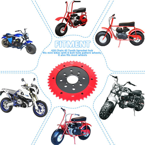 Universal 42 Tooth Aluminum Split Sprocket With Rear Drive Hub Adapter For 212cc And 196cc Mini Bikes And Go Karts Fits 80cc And 105cc Engines Heavy Duty Easy Install