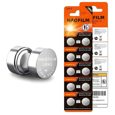Rock Solid Lr41 Button Cell Batteries 10 Pack Alkaline Power Cells with 1.5V, 40mAh, designed for watches and key fobs.