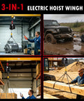 3 In 1 Electric Hoist Winch 1100 Lbs Portable Power Crane With Manual, Wired And Wireless Remote Control, lifting motor in workshop
