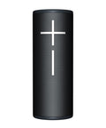 Front view of Megaboom 4 Portable Waterproof Bluetooth Speaker With Killer Immersive 360 Degree Sound And Balanced Bass 20 Hour Battery Life Floating Design 147 Feet Range Black.