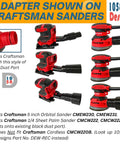 Universal Sander Vacuum Adapter 1-1/4 Inch Hose for Dust Collection shown installed on various Craftsman sanders.