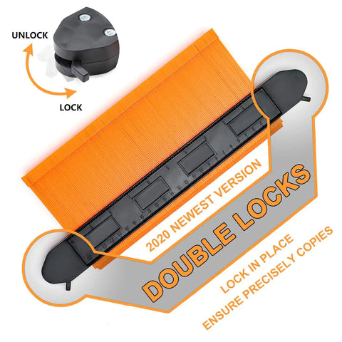 Contour Gauge With Lock And Double Lock 5 Inch And 10 Inch Profile Gauge Pro Grade in orange with double lock feature