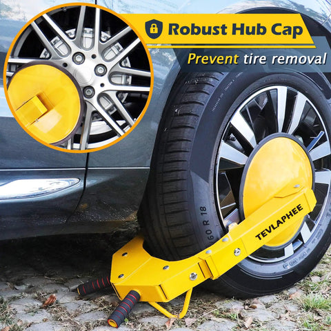 Dual Lock Wheel Clamp For Cars Trucks SUVs And Campers With Parking Boot Upgraded Anti Theft System installed on car tire
