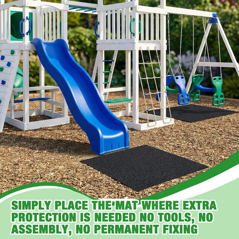 Heavy Duty Playground Rubber Mat 48 By 48 Inches Non Slip Outdoor Safety Pad under swing set