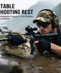 Shooter using Pre-Filled Shooting Rest Bag For Front And Rear Gun Support Durable 500D Cordura Nylon at outdoor range