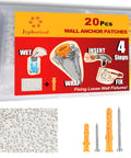 All In One Drywall Patch And Anchor Repair Kit With 20 Patches, Screws And Anchors for loose wall anchors and enlarged holes.