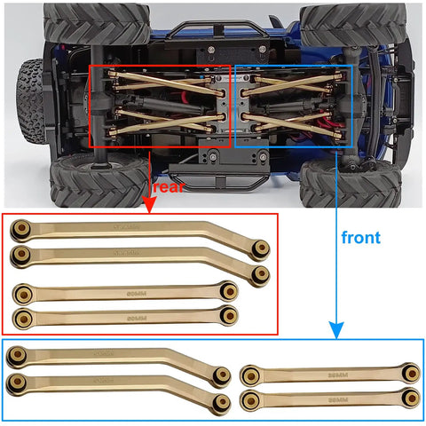 Brass High Clearance RC Link Set For SCX24 1/24 Crawler Cars AXI00001 AXI00002 AXI00006 Upgrade Linkage on chassis