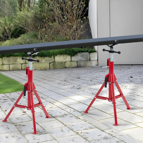 Pipe Jack Stand Heavy Duty Pipe Stand For Welding V Head With 2 Balls Portable Folding Legs Adjustable Height 28 To 52 Inches 2500 Lb Capacity Built Tough For Job Site Tasks
