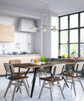 Industrial Vintage Three-Light Island Pendant With Pulley Ceiling Light, Brushed Nickel Finish in modern kitchen setting