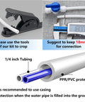 Fridge Water Line Kit 1/4 In OD Tubing 32.8 Ft For RO System And Ice Maker With 12 Quick Connects And Tubing Cutter Easy Install