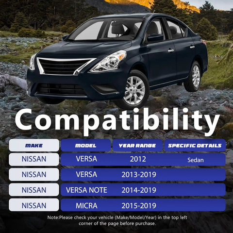 4 Piece Front Suspension Lower Control Arm Kit With Ball Joint And Stabilizer Sway Bar Link Replacement For Nissan Versa Versa Note Micra 2012 to 2019 2014 to 2019 2015 to 2019 fitment chart for Nissan Versa sedan