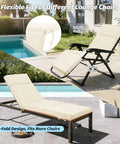 Outdoor Chaise Lounge Cushions 72 Inch By 21 Inch By 3 Inch Four Section Folding Design With Ties All Weather Waterproof And Fade Resistant Replacement Cushion For Pool Patio Deck Beige Two Pack on lounging chairs by pool