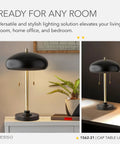 Mid Century Table Lamp With Black Dome Shade And Antique Brass Finish For Bedside Or Living Room Decor Delivers Warm Cozy Ambience And A Modern Boho Loft Vibe For Home Office Or Lounge Great For Farmhouse Rustic Or Contemporary Spaces