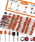 Sunxeke 64pcs sanding bits set for Dremel rotary tools, orange grinding stones and sanding drums with 1/8 inch shanks