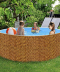 Pool surrounded by Privacy Screen Made Of Bamboo Reed Fencing For Patio And Backyard Hangout, 4 Feet High Outdoor Privacy Barrier