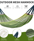 Ultra Durable Camping Hammock With Mesh Net For Outdoor Adventures Portable Hanging Bed Green showing mesh details