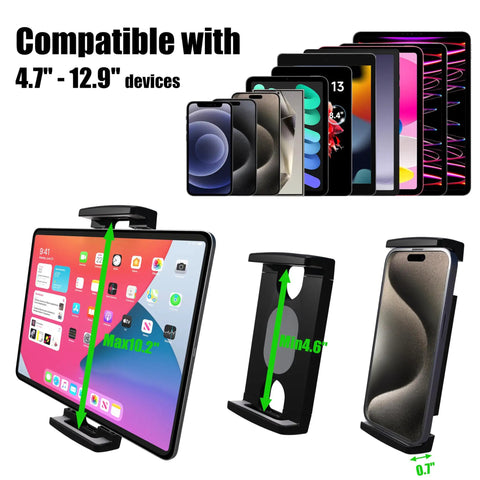 Magnetic Tablet Holder Mount for Fridge Cabinet Whiteboard Gym And More Fits 4.7 To 12.9 Inch Phones And Tablets 360 Degree Swivel