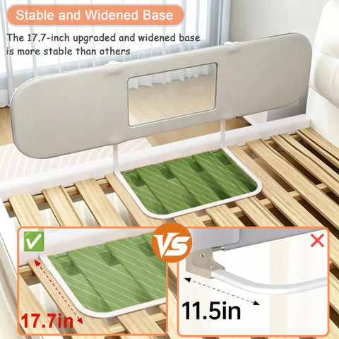 Stable 17.7-inch base of Portable Baby Bed Rail for Toddlers Foldable Travel Guard with 3 Lock Angles, fits twin to king beds