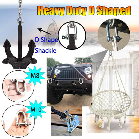 Straight Up Built Tough 304 Stainless Steel D Shape Screw Pin Shackle 3 8 Inch Two Piece Kit shown in various applications.
