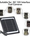 5W 12V Trail Camera Solar Panel Charger Kit With 5200mAh Battery shown with compatible cameras