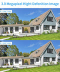 Comparison of 3MP and 2MP house images from 5x Optical Zoom Outdoor Security Cam With 2K Resolution Pan Tilt Zoom Floodlights Full Color Night Vision