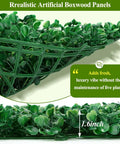 Close-up of Sixteen 10 By 10 Inch Artificial Grass Wall Panels Pack Includes UV Resistant Boxwood Faux Greenery for privacy use