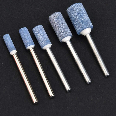 100 Piece Workhorse Polishing Stone Head Set For Grinder Burr Bits With 3mm Shank, various sizes on black background