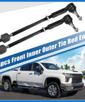4 Piece Front Inner Outer Tie Rod Ends Kit For Buick Verano, Chevrolet Cruze, Chevrolet Volt, Front Suspension Steering Tie Rod Link Set, Left And Right Ends, OE EV800884 ES800949