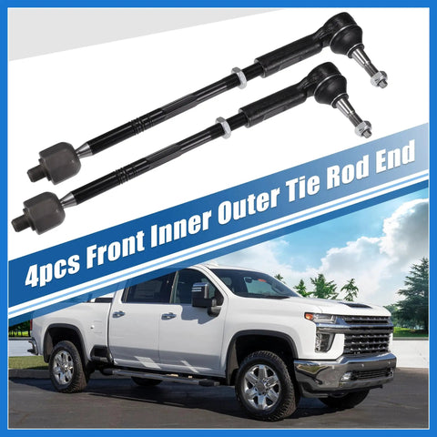 4 Piece Front Inner Outer Tie Rod Ends Kit For Buick Verano, Chevrolet Cruze, Chevrolet Volt, Front Suspension Steering Tie Rod Link Set, Left And Right Ends, OE EV800884 ES800949