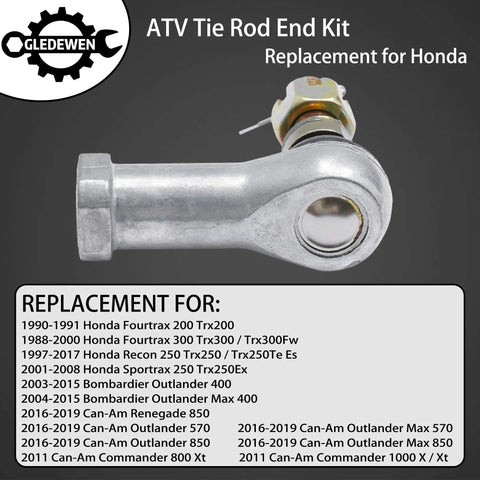 Tie Rod End Kit For Honda FourTrax 300/200 ATV Ball Joint Set Direct Fit Easy Install Premium Quality Replacement Parts Two Sets Included For Smooth Steering And Long Lasting Durability, silver metal tie rod end