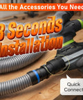 16 Ft Beefed Up Pro Grade Heavy Duty TPE Shop Vac Hose Extension Kit With 1-1/4 Inch Diameter And 6 Adapters In Use