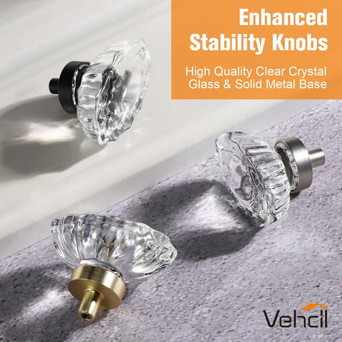 Crystal Cabinet Knobs 8 Pack Vintage Oval Flower Design Matte Black Base Crystal Glass Drawer Knobs For Cabinets Dresser Kitchen Cupboard Bathroom Lookin Slick Easy Install Hardware