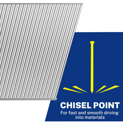 Heavy Duty 1 Inch 18 Gauge Brad Nails 6000 Count Zinc Plated Rust Resistant Steel with chisel point design for smooth driving.