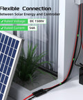 10 AWG Solar Panel Extension Cable 20 Feet Dual Conductor with connectors connecting solar panel and battery