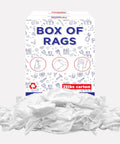Box of white cotton cleaning rags 25 lb for cleaning staining painting oil and grease removal multipurpose shop rags displayed