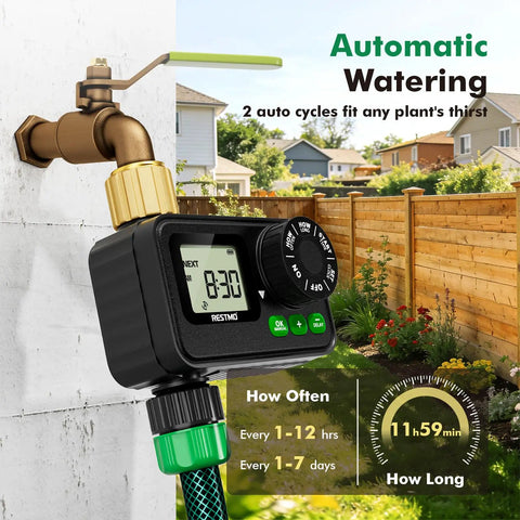Sprinkler Timer For Outdoor Hose Faucet With Brass Inlet And Large Dial, No Fuss Easy To Program Up To 11 Hours 59 Minutes
