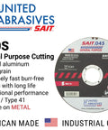 Heavy Duty Off Wheel for Right Angle Grinders Five-Eighths Inch Arbor A60S Fast Cutting Burr Free Type One Wheel made in USA