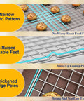 2 Pack Heavy Duty Stainless Steel Cooling Racks For Cooking And Baking, 10x15 Inch Wire Rack Set with narrow grid pattern and raised feet
