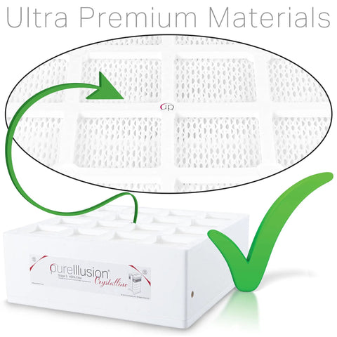 Ultra Premium True HEPA filter detail, NASA Grade True HEPA Filter For IQAir HealthPro Series Air Purifier, showing material texture.