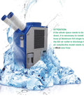 Heavy Duty Commercial Industrial Air Conditioner Portable Spot Cooler Unit Beats The Heat Instantly with dual air outlets and water splash effect.
