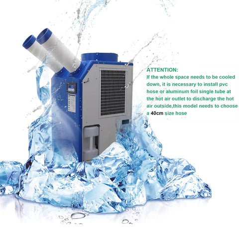 Heavy Duty Commercial Industrial Air Conditioner Portable Spot Cooler Unit Beats The Heat Instantly with dual air outlets and water splash effect.