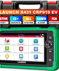 Heavy Duty Electric Vehicle Diagnostic Scanner For Hybrid Whips Featuring Bidirectional Controls Battery Pack Analysis And High Voltage Checks For Tesla And Bmw Rigs, with color display and protective casing.